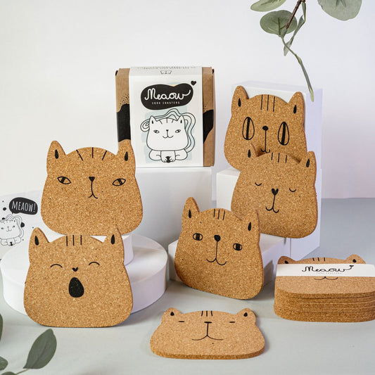 Schattige hond/kat/cuties Kurk Onderzetters (set van 6 stuks)