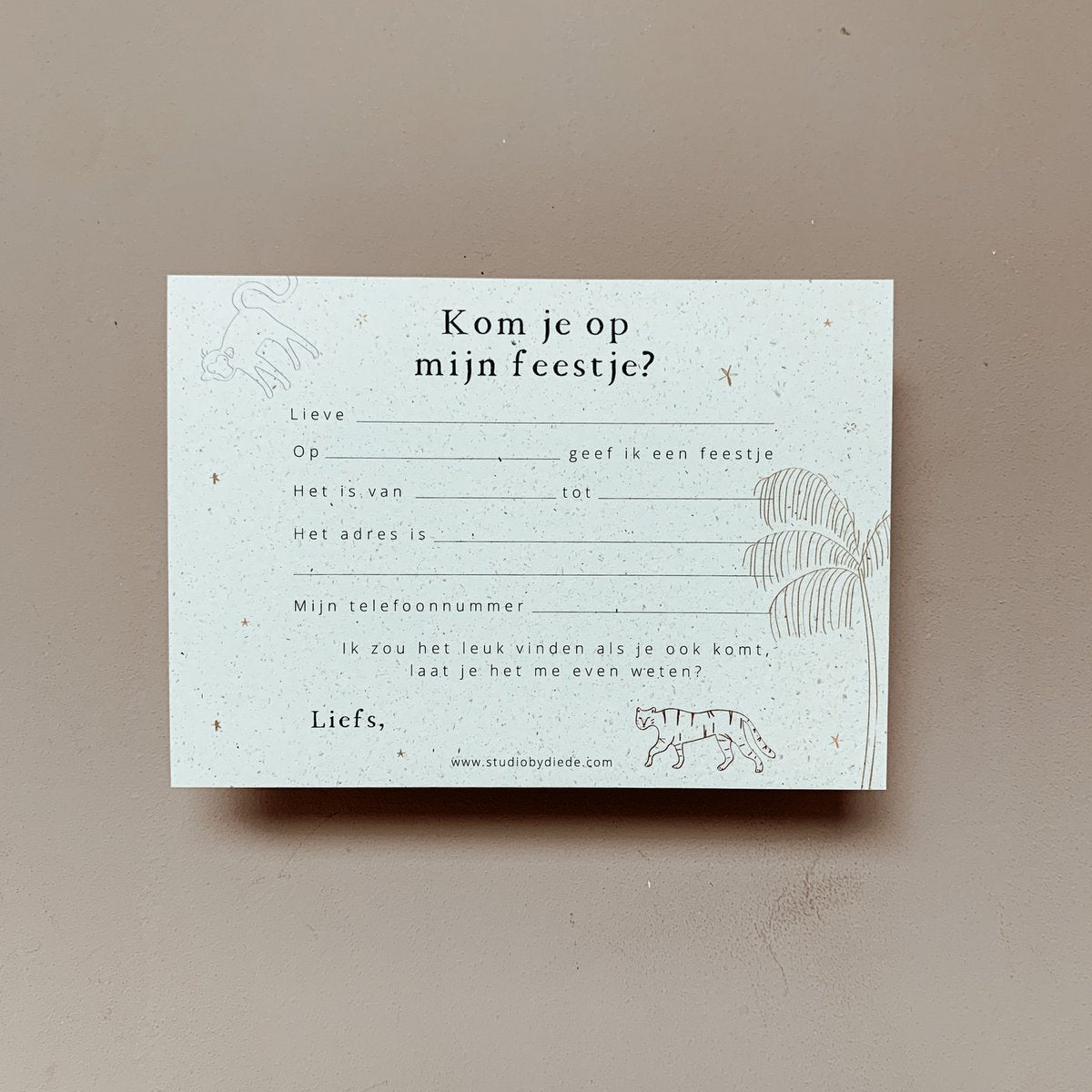 Uitnodigingskaart Kinderfeestje - Studio Bydiede