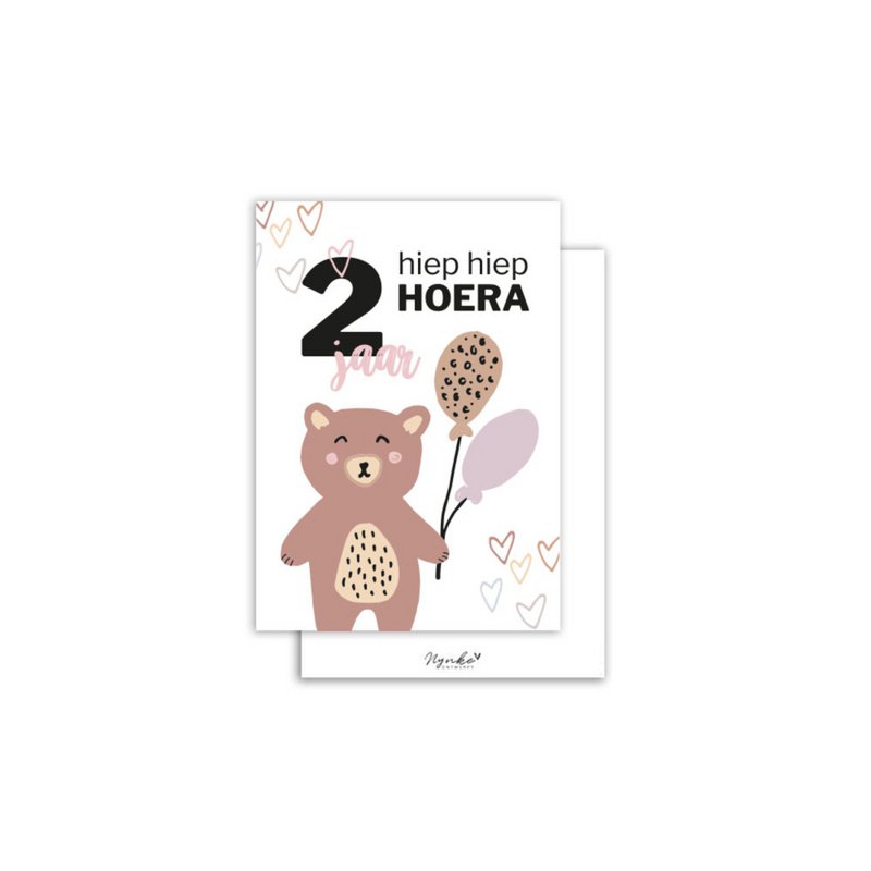 Wenskaart - Verjaardagskaart per leeftijd (1 jaar tem 4 jaar)