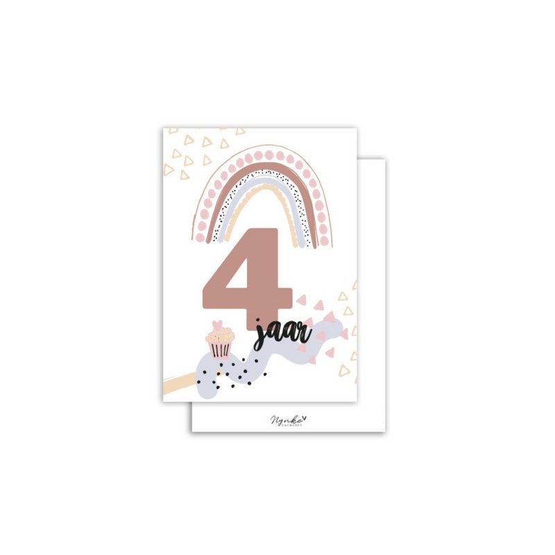 Wenskaart - Verjaardagskaart per leeftijd (1 jaar tem 4 jaar)