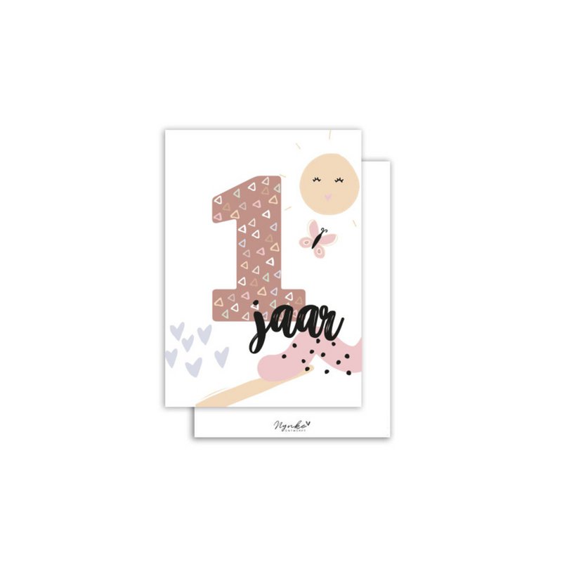 Wenskaart - Verjaardagskaart per leeftijd (1 jaar tem 4 jaar)