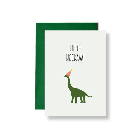 Wenskaart - Dino Hiep Hiep Hoera