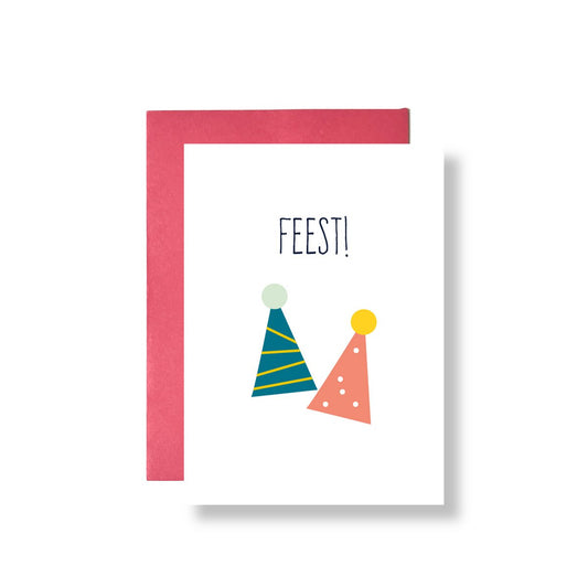 Wenskaart - Feest! hoedjes