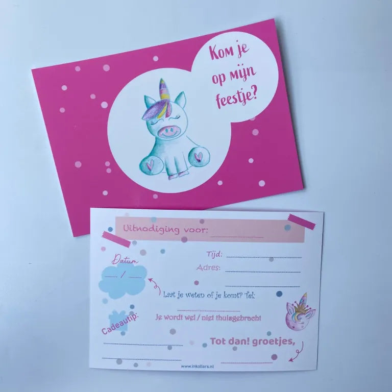Uitnodigingskaarten Kinderfeestje - Inkollors
